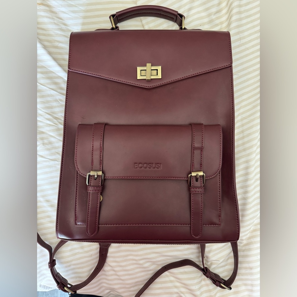 Burgundy Leather Backpack